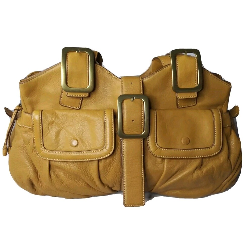 Cole Haan East West Triple Zip Handbag Large Brown Leather Satchel
